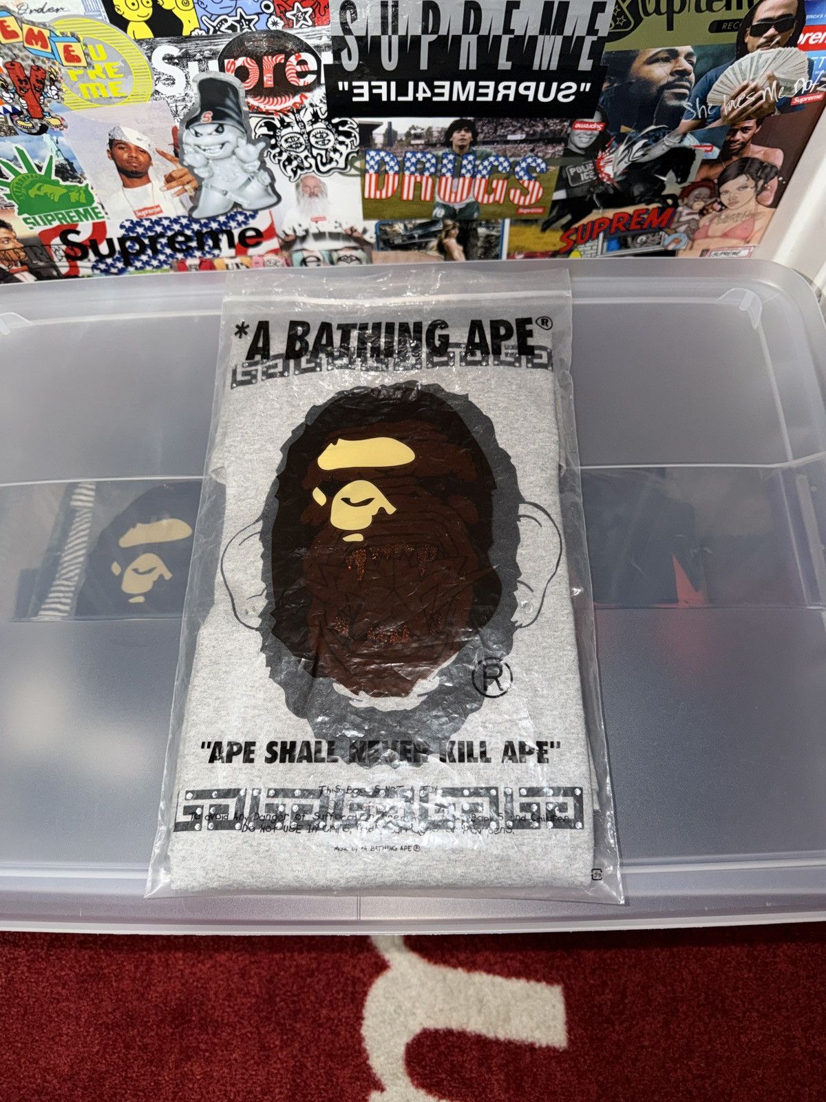 Bape 2005 Bape Ape Sta Face Swarovski Tee Grey Large L RARE Size US L / EU 52-54 / 3 - 9 Thumbnail