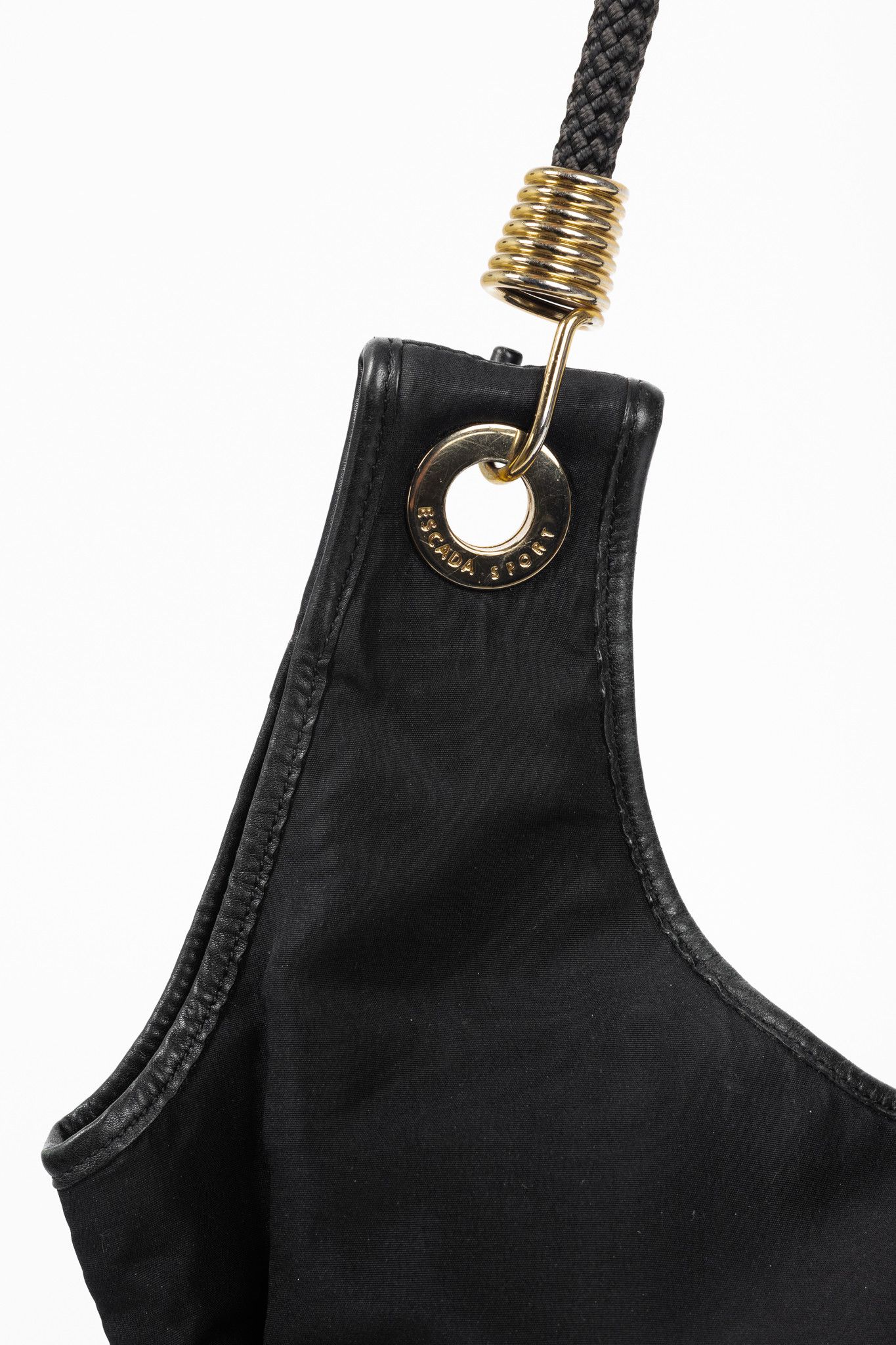 Escada Sport Escada Sport Black Nylon Leather-Trim Rope-Strap Hobo Size ONE SIZE - 8 Thumbnail