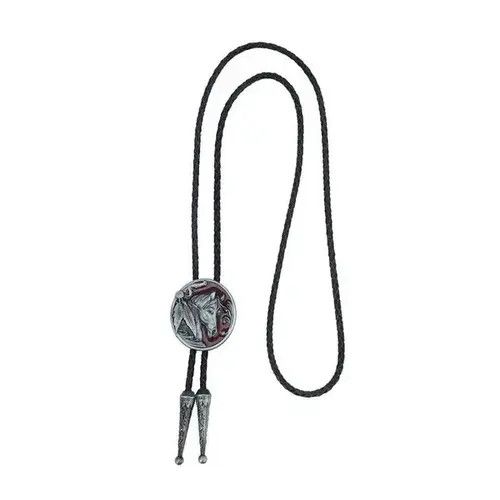 Cowboy Equipment × Vintage Vintage Oval Horse Head Leather Cord Bolo Tie Size ONE SIZE - 4 Thumbnail