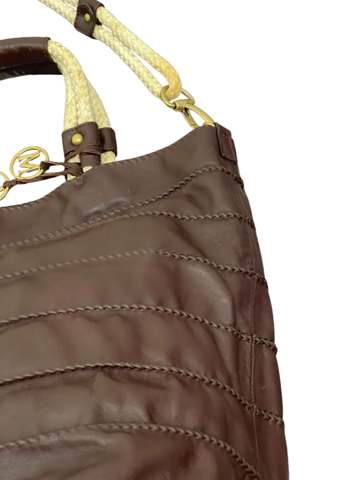 Genuine Leather Full Leather Max Mara Italy Tote Shoulder Bag 9🟩 Size ONE SIZE - 10 Thumbnail