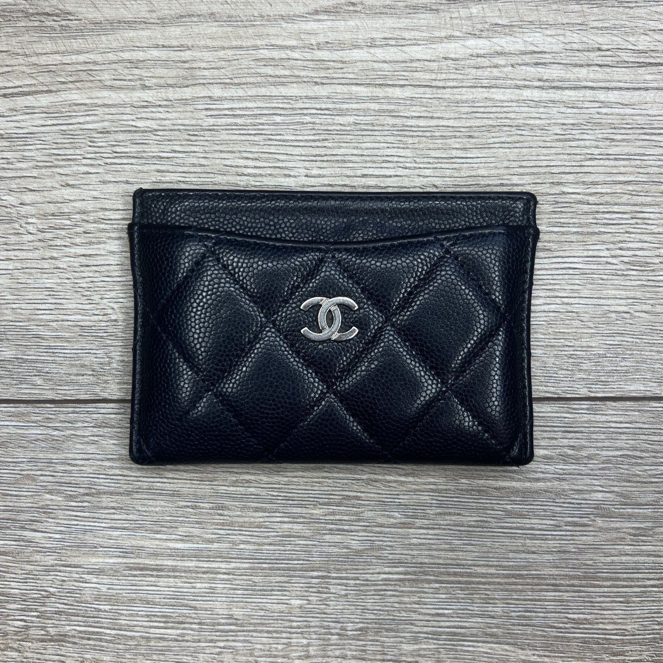 Chanel Chanel Chain Logo Quilted Black Leather Card Holder Wallet Size ONE SIZE - 2 Thumbnail