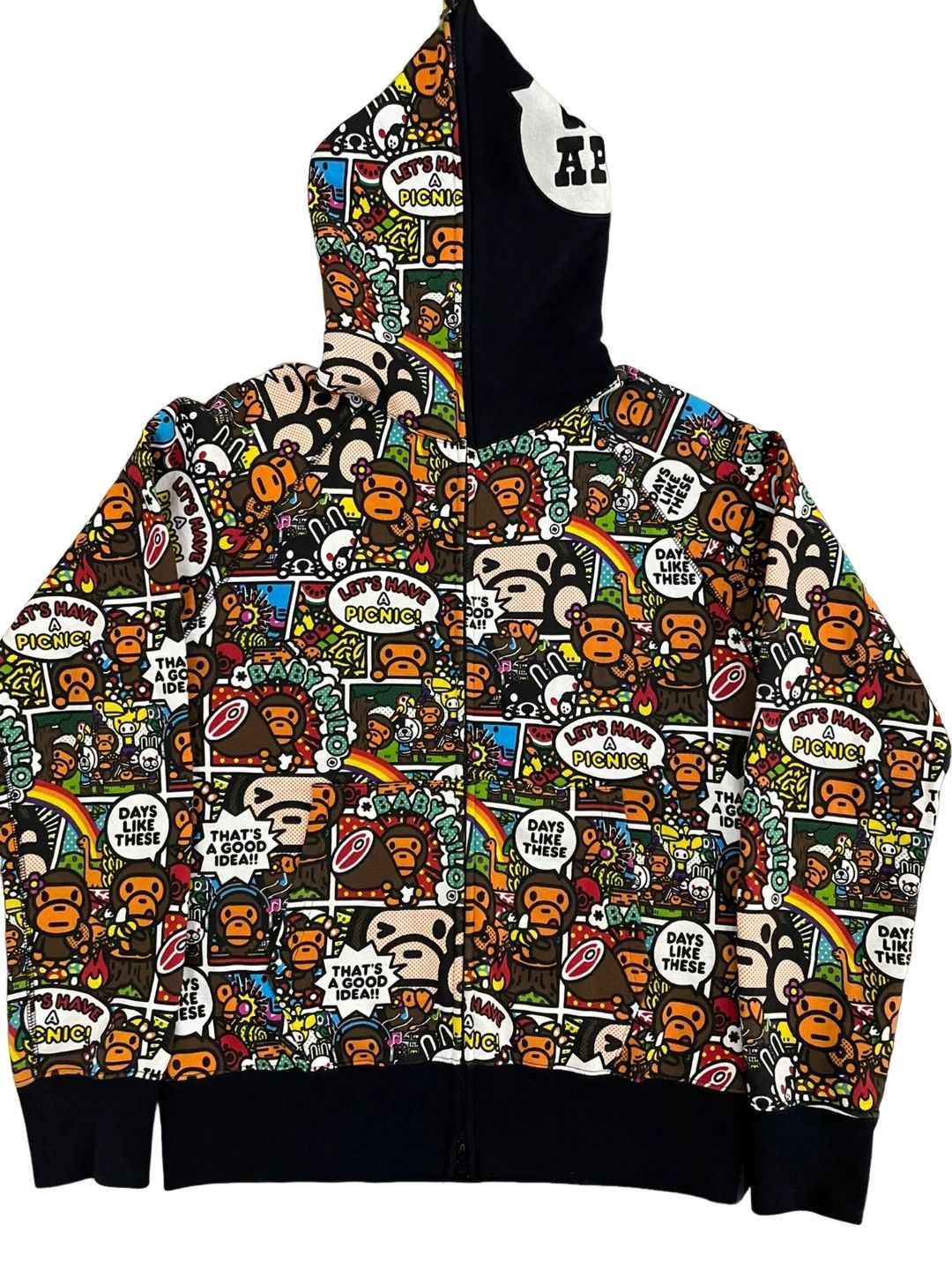 Bape A Bathing Ape Comic Print Full Zip Hoodie Size M Size US M / EU 48-50 / 2 - 1 Thumbnail