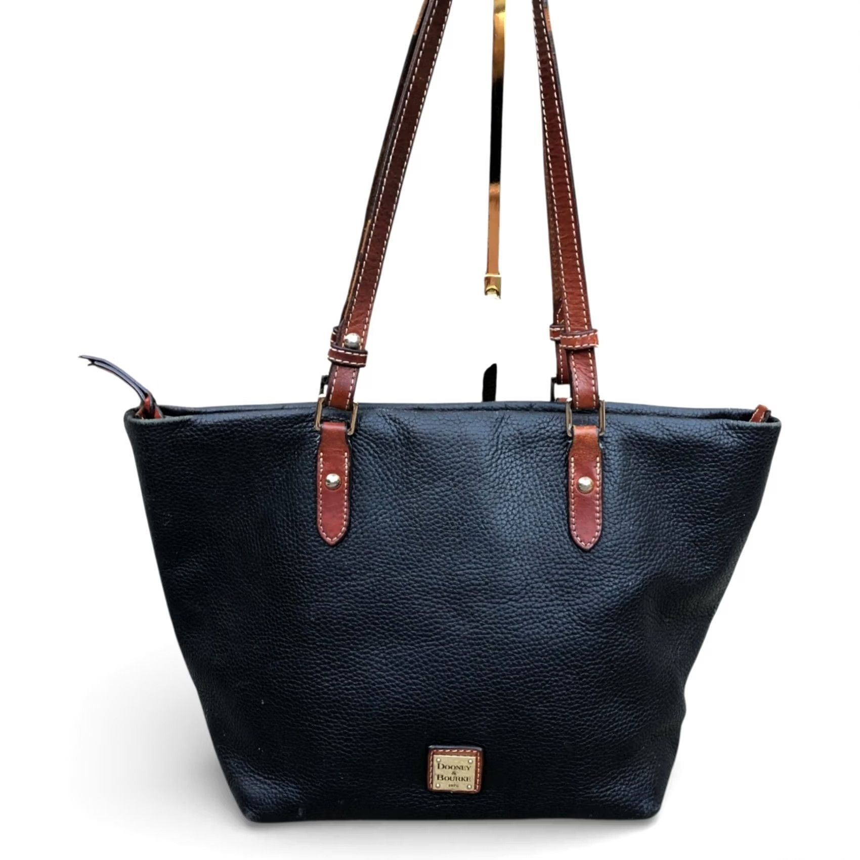 Dooney & Bourke DOONEY & BOURKE Leather Large Tote Purse Shoulder Bag Black Zipper Designer Size ONE SIZE - 2 Thumbnail