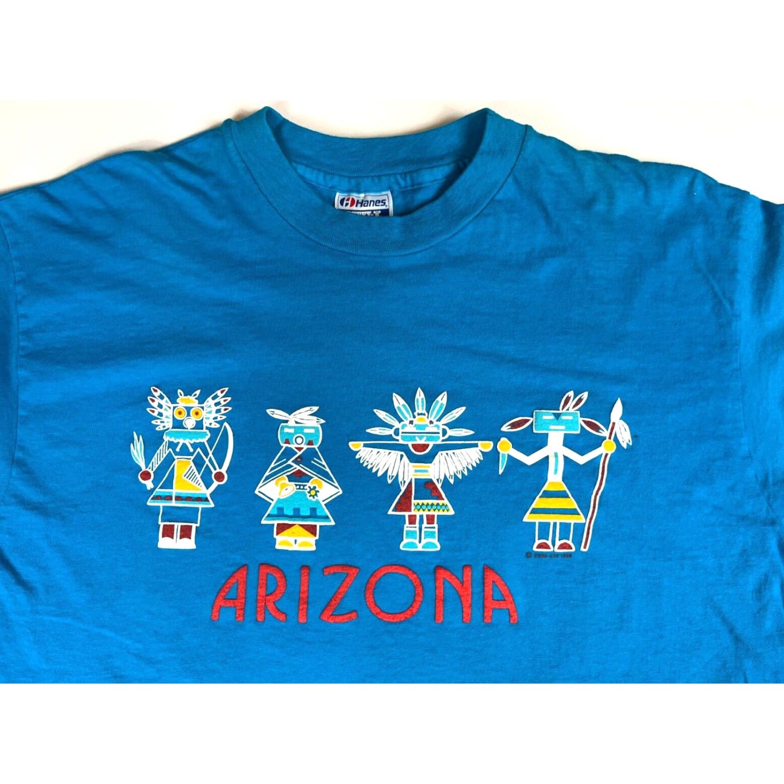 Hanes VINTAGE Hanes Beefy-T Arizona Art T-Shirt Unisex Adult XL Blue 100% Cotton USA 80s 1988 Shirt Mens Womenss Size US XL / EU 56 / 4 - 3 Thumbnail