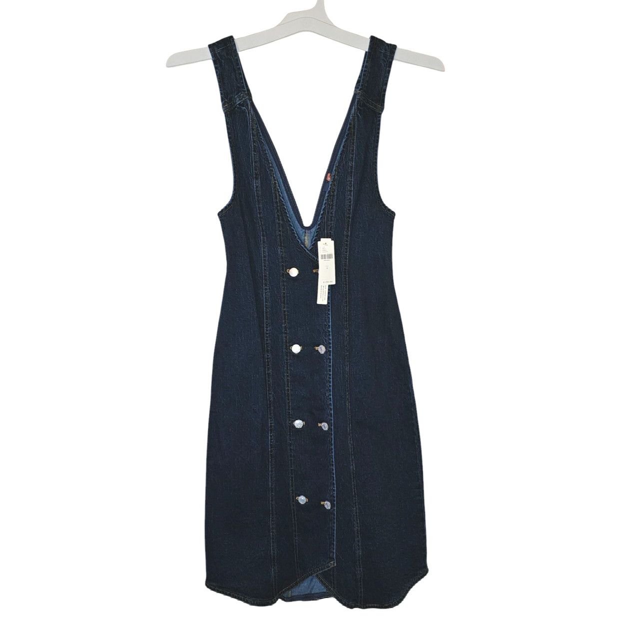 Anthropologie Nwt Pilcro Vest Mini Dress $180 SIZE 0 Dark Denim Button Size XS / US 0-2 / IT 36-38 - 7 Thumbnail