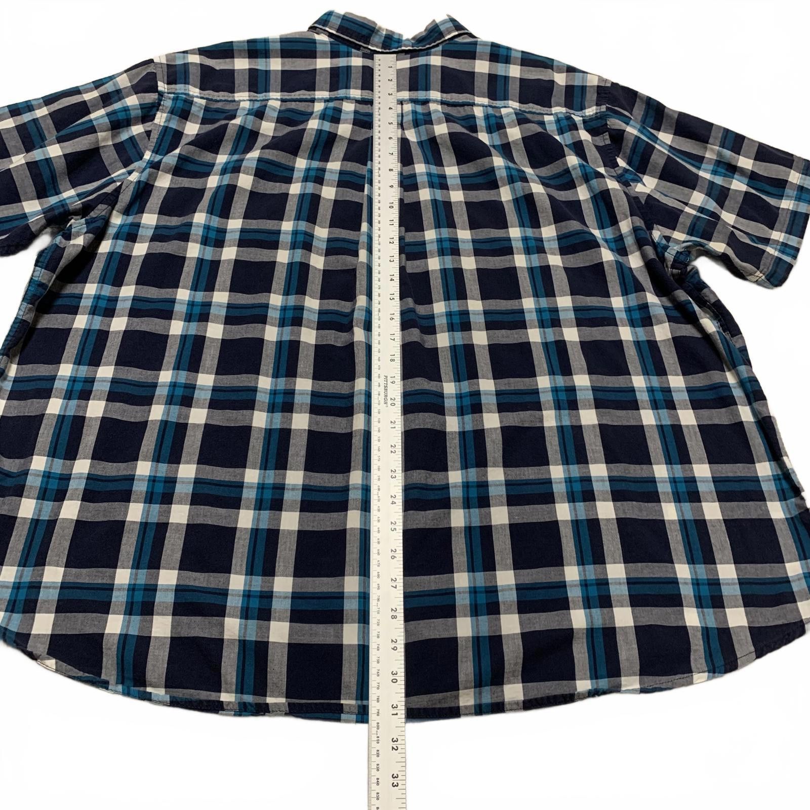 Basic Editions Basic Editions Men's 3XL Blue Plaid Short Sleeve Button Shir Size US XXL / EU 58 / 5 - 7 Thumbnail