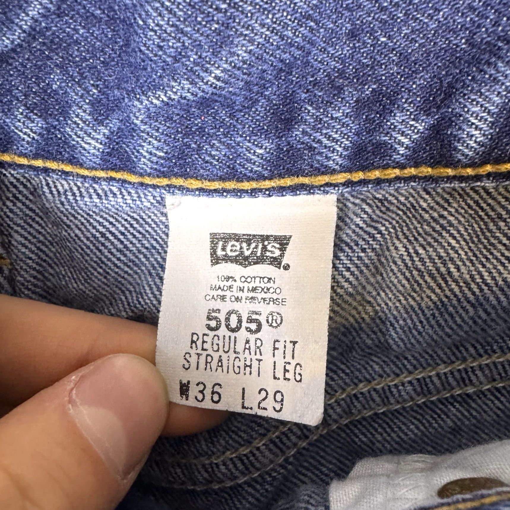 Levi's VINTAGE Levi's 505 Jeans Mens 34x28 Regular Straight Whisker Blue Denim Cotton 80s 90s Logo Size US 36 / EU 52 - 6 Thumbnail