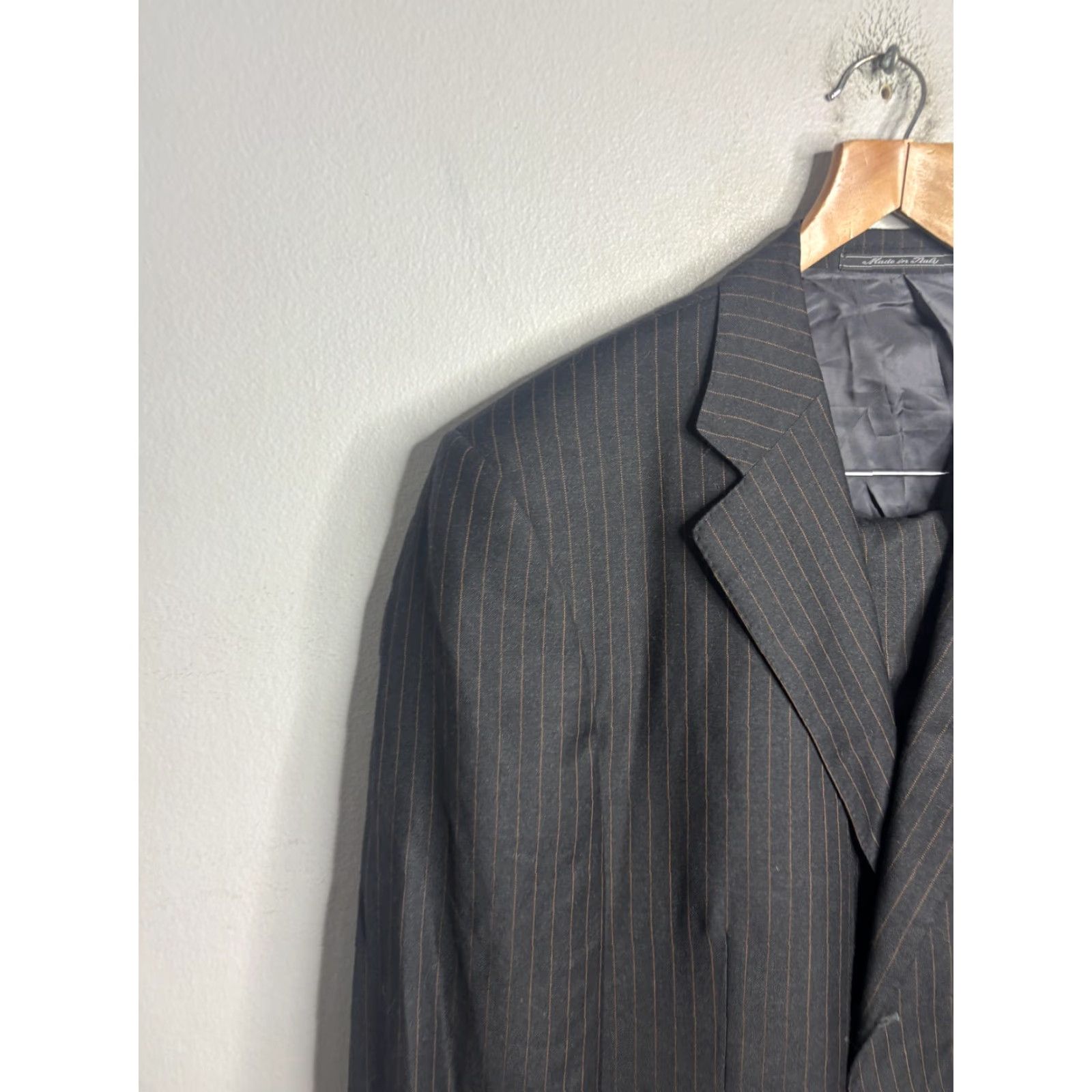 Ermenegildo Zegna Ermenegildo Zegna Suit Mens Charcoal Pinstripe Wool Trofeo Made Italy 2 Piece Size 42R - 2 Thumbnail