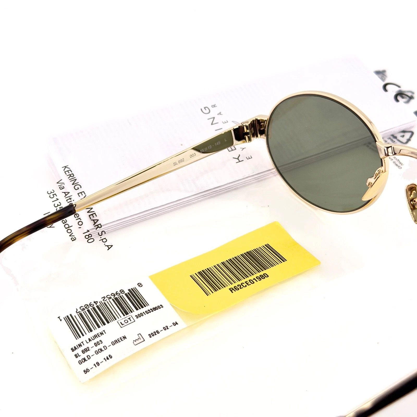 Saint Laurent Paris SAINT LAURENT SL 692 SL692 Gold Green Narrow Slim Oval 003 Size ONE SIZE - 8 Thumbnail