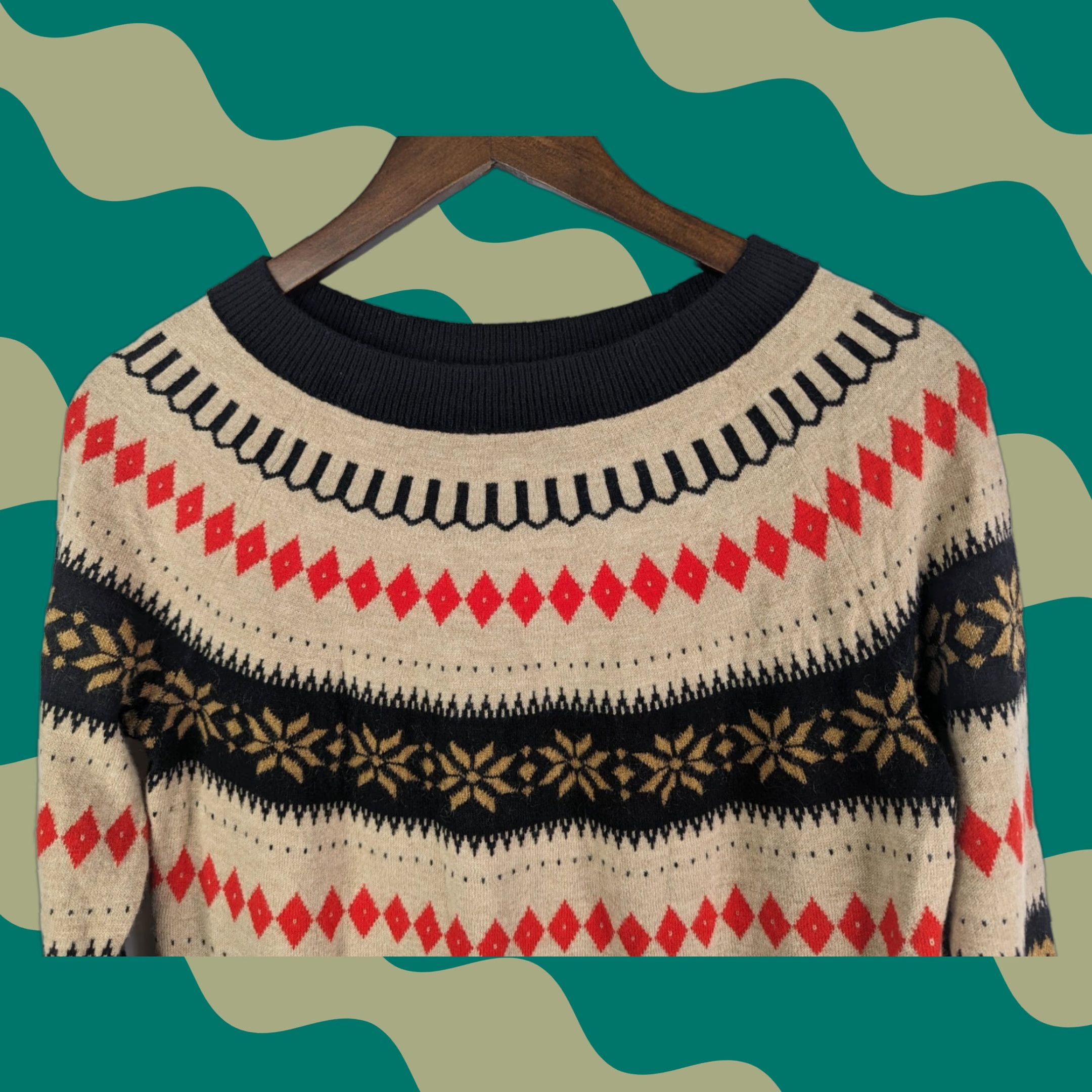 Talbots Talbots Sweater Knit Wool Mohair Nylon Fair Isle Raglan Sleeve Round Neck Multicolor Ski Casual Travel Womens Petite M Size M / US 6-8 / IT 42-44 - 1 Thumbnail