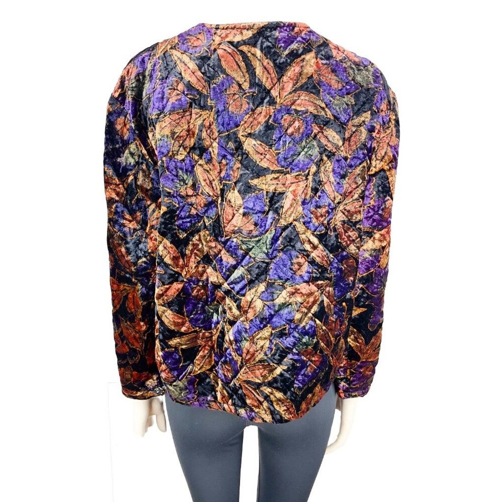 Vintage VINTAGE Made in France Quilted Velvet Floral Boxy Jacket Size M / US 6-8 / IT 42-44 - 3 Thumbnail