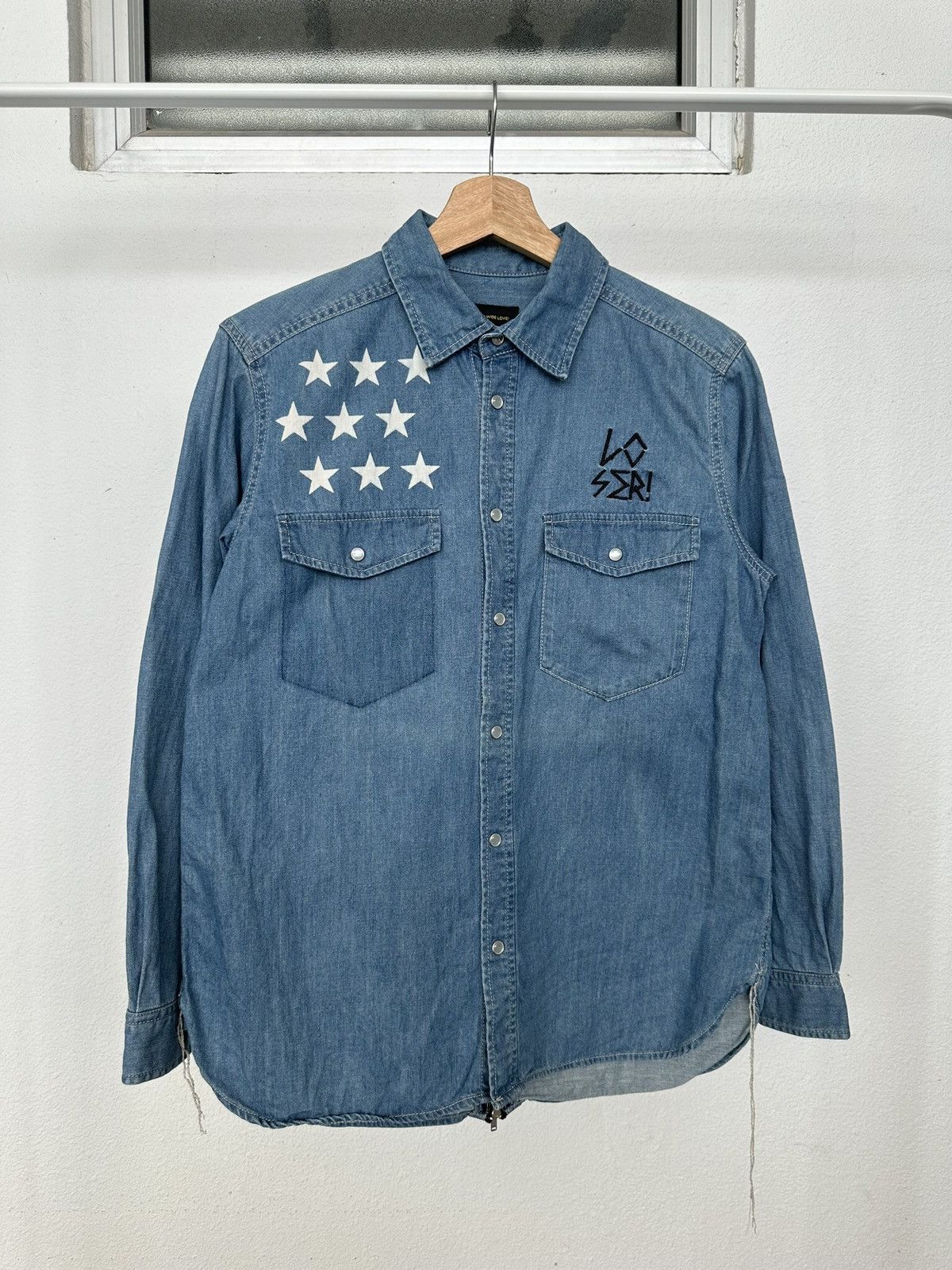 Hysteric Glamour 00’s World Wide Love punk denim shirt Size US M / EU 48-50 / 2 - 12 Thumbnail