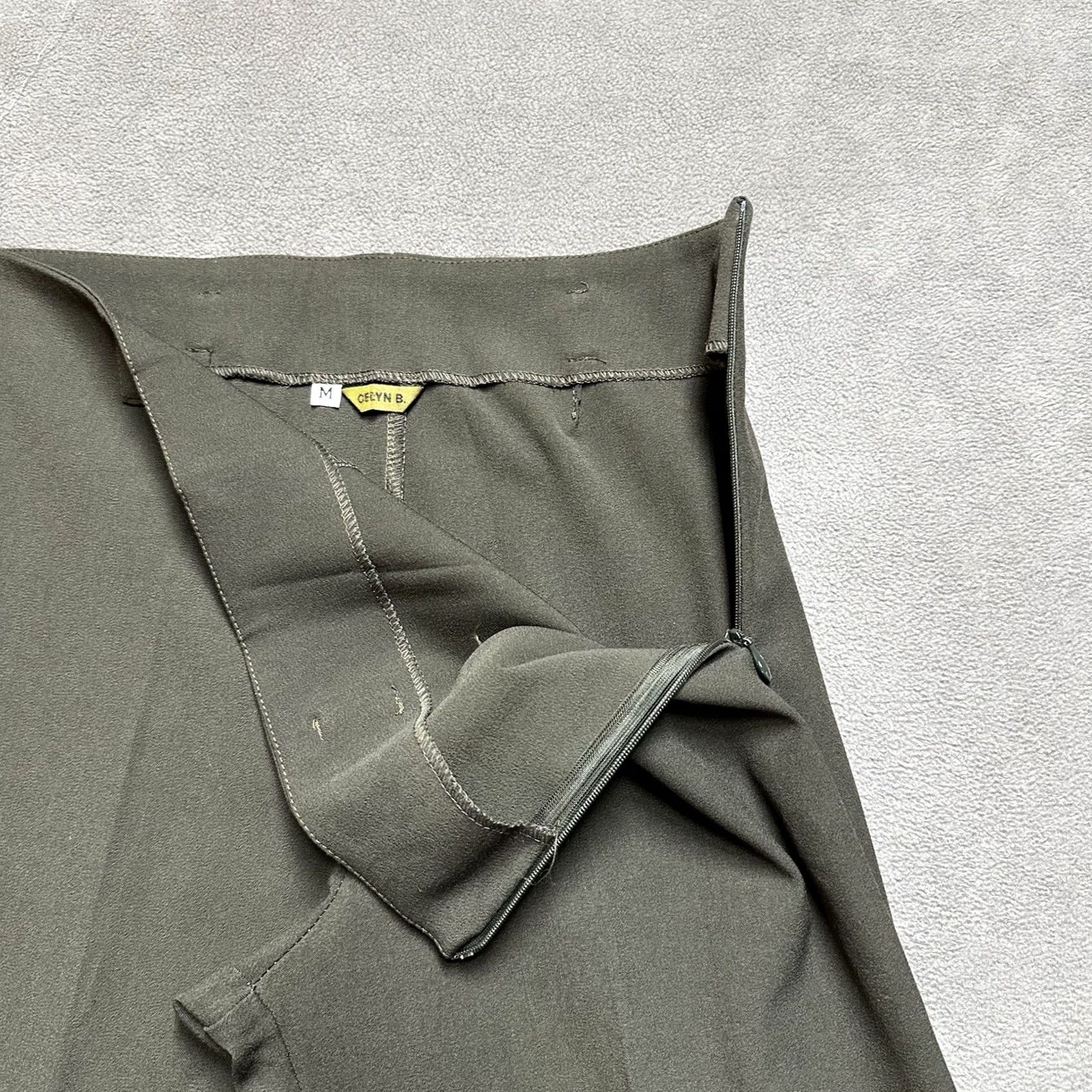 Olive CELYN B Pants Womens Medium Olive Green Stretch Flared Trousers Bootcut Italy Size 32" / US 10 / IT 46 - 7 Thumbnail