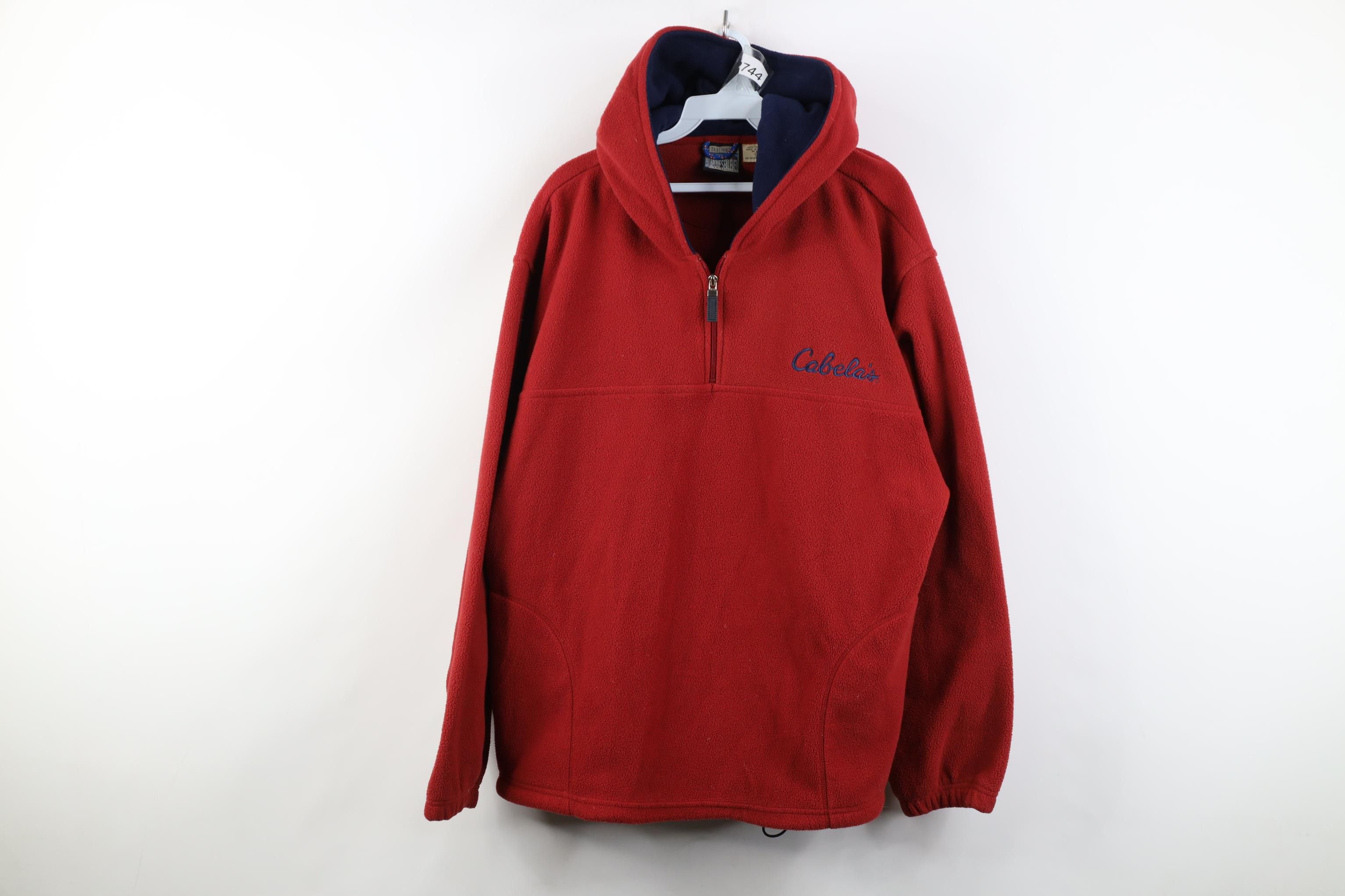 Cabelas Vintage 90s Cabelas 1/4 Zip Fleece Hoodie Sweatshirt Red Size US L / EU 52-54 / 3 - 1 Thumbnail
