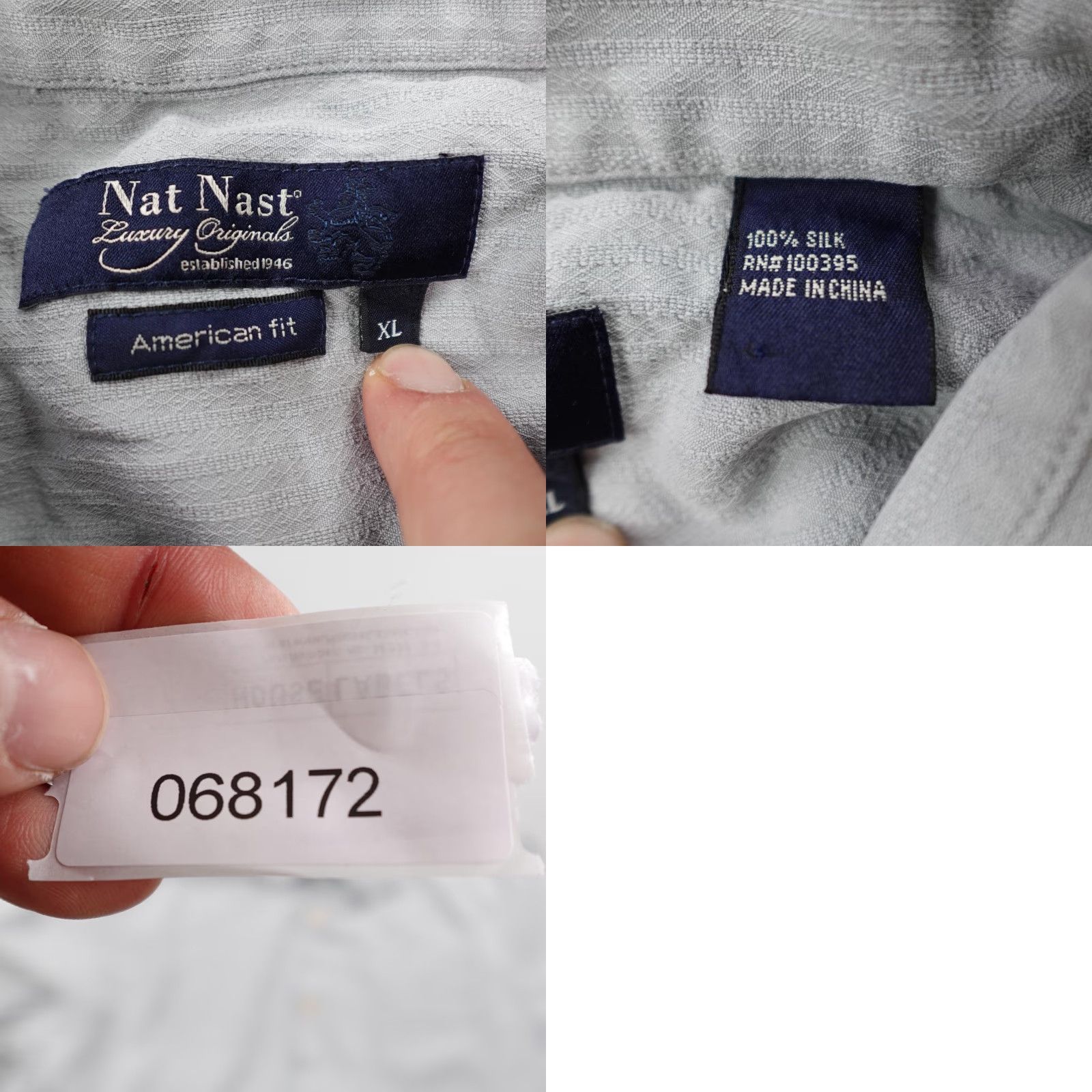 Nat Nast Nat Nast Shirt Mens XL Gray Silk Luxury Textured Stripe American Fit Camp Lounge Size US XL / EU 56 / 4 - 8 Thumbnail