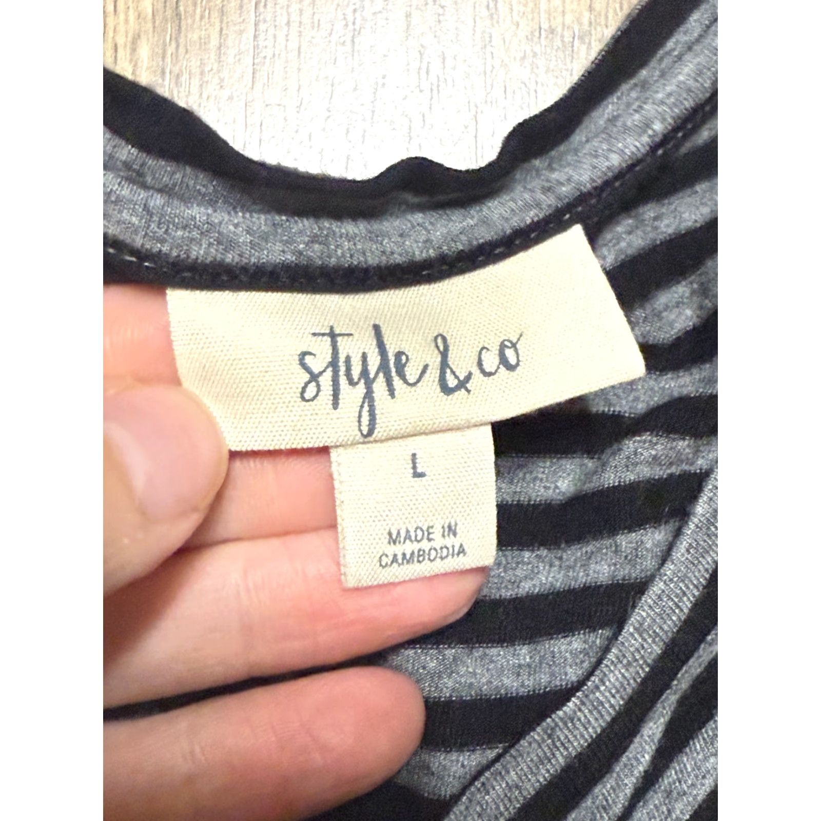 Vintage Style & Co. Dress Women's Size Large Gray Black Striped Tank Dress Size L / US 10 / IT 46 - 5 Thumbnail
