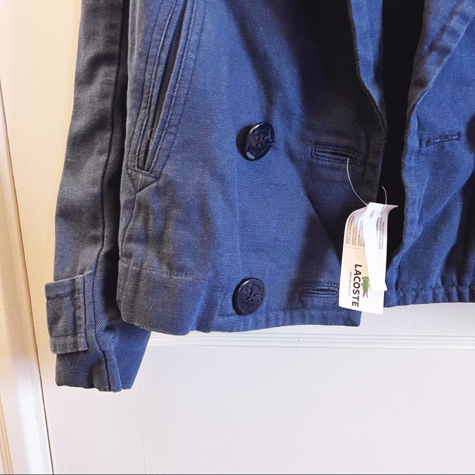 Lacoste Blue Cotton Double-Breasted Blazer