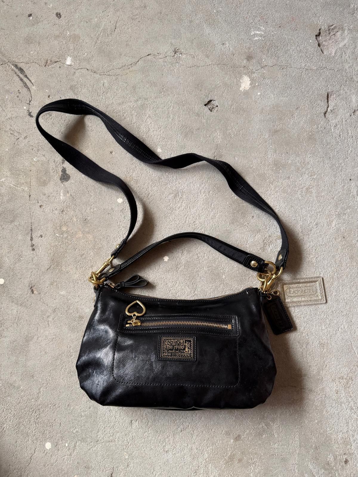 Coach Coach 2Way Poppy Daisy Leather Shoulder Bag Black Size ONE SIZE - 1 Thumbnail