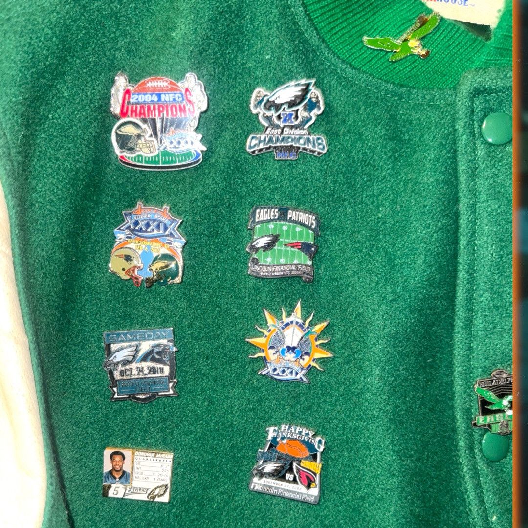 NFL 💎 ViNTaGe 💎 PHiLaDeLPHiA EaGLeS 🦅 LeTTerMan JaCKeT🧥 Size US L / EU 52-54 / 3 - 5 Thumbnail