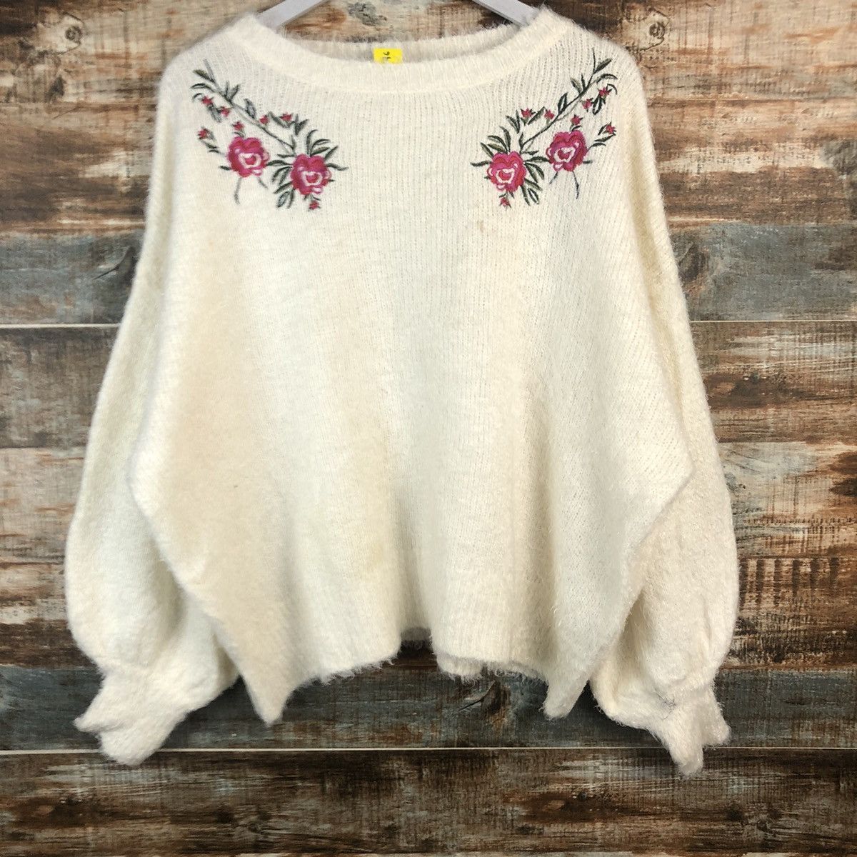 Homespun Knitwear DL GU White vintage mohair shaggy Knitwear #C346 Size XL / US 12-14 / IT 48-50 - 3 Thumbnail