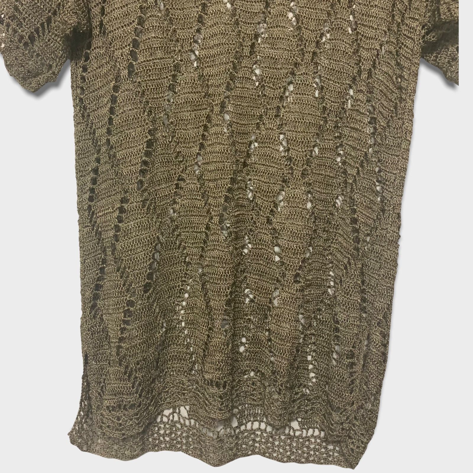 Other Boho Olive Green Crocheted Cover Up Large Tunic Top Pullover Size L / US 10 / IT 46 - 3 Thumbnail