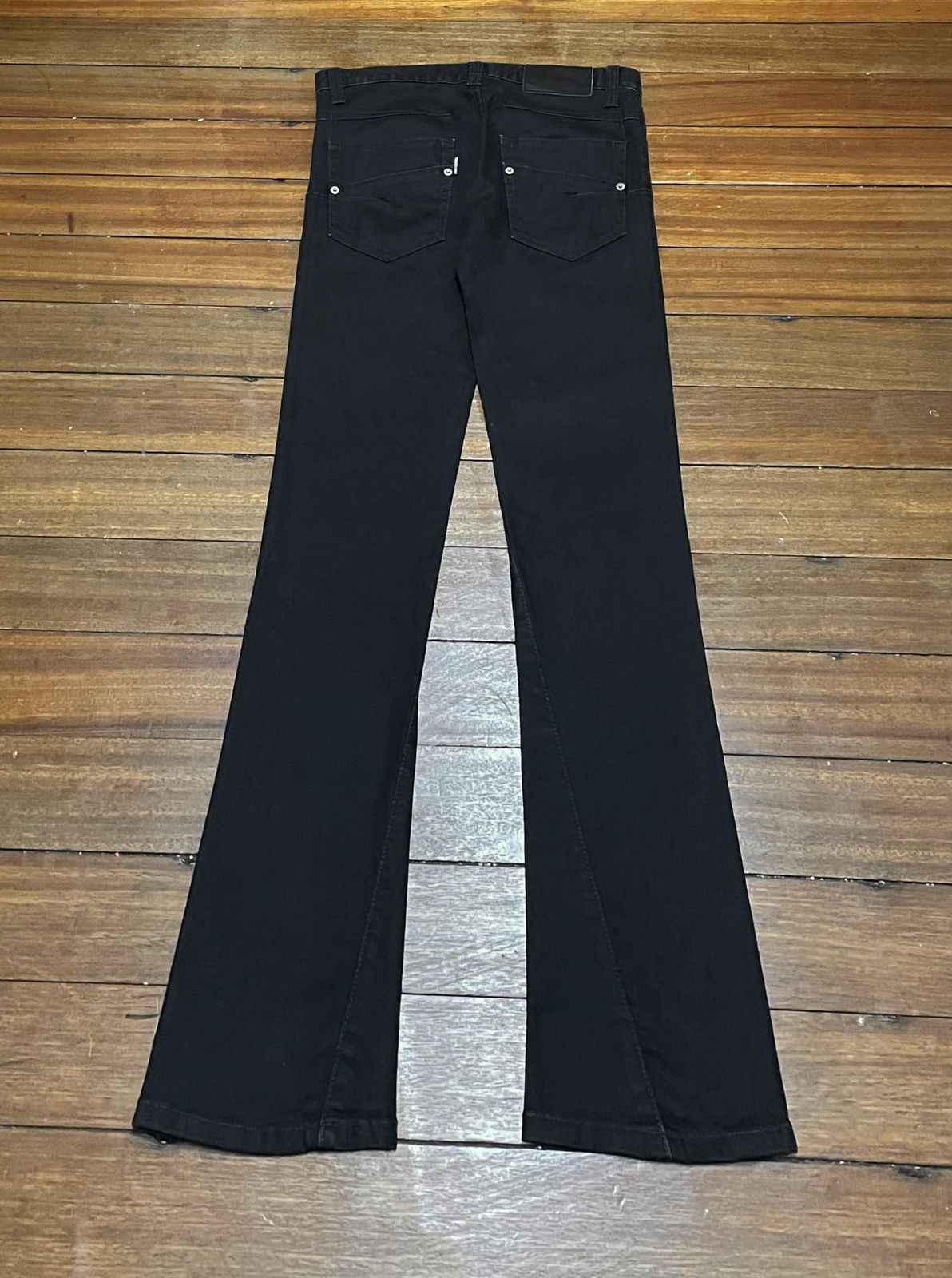 14th Addiction Rare Design Vintage Tornado Mart Flared Waxed Jeans 2000s Size US 28 / EU 44 - 2 Thumbnail