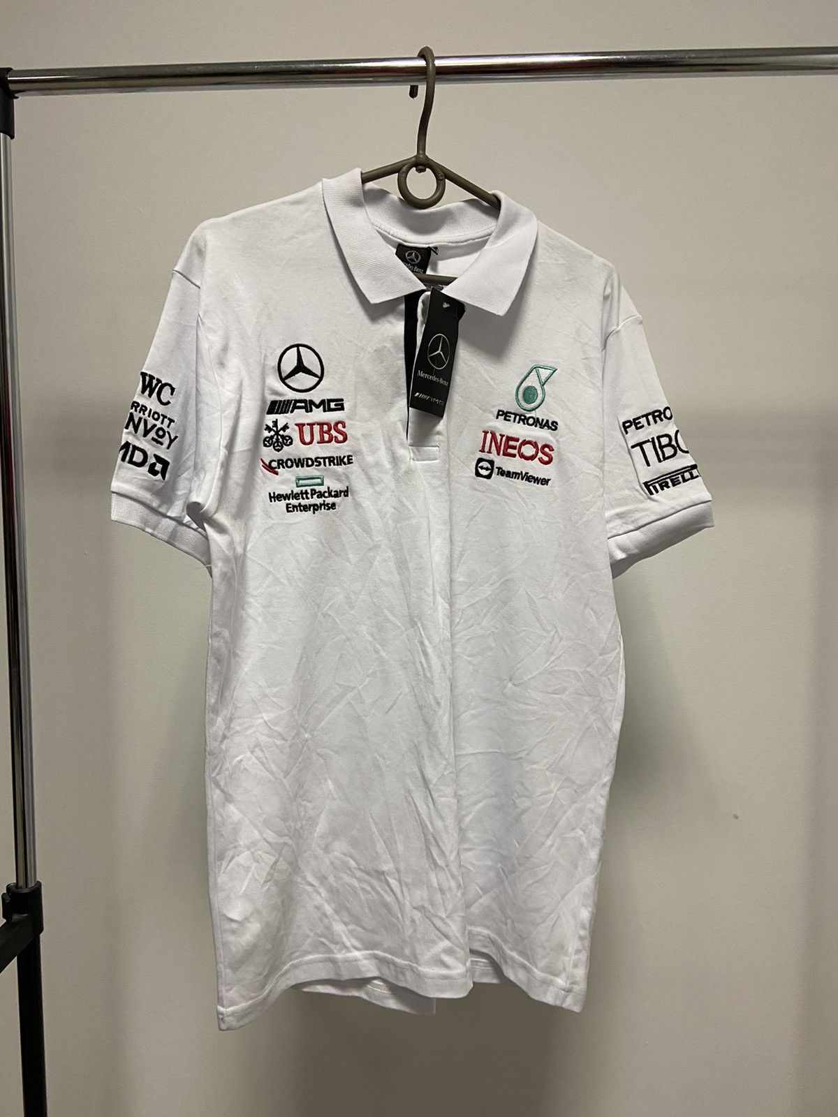 Mercedes-Benz × Vintage Mercedes Benz Racing polo t shirt Big Logo petronas Size US L / EU 52-54 / 3 - 1 Thumbnail