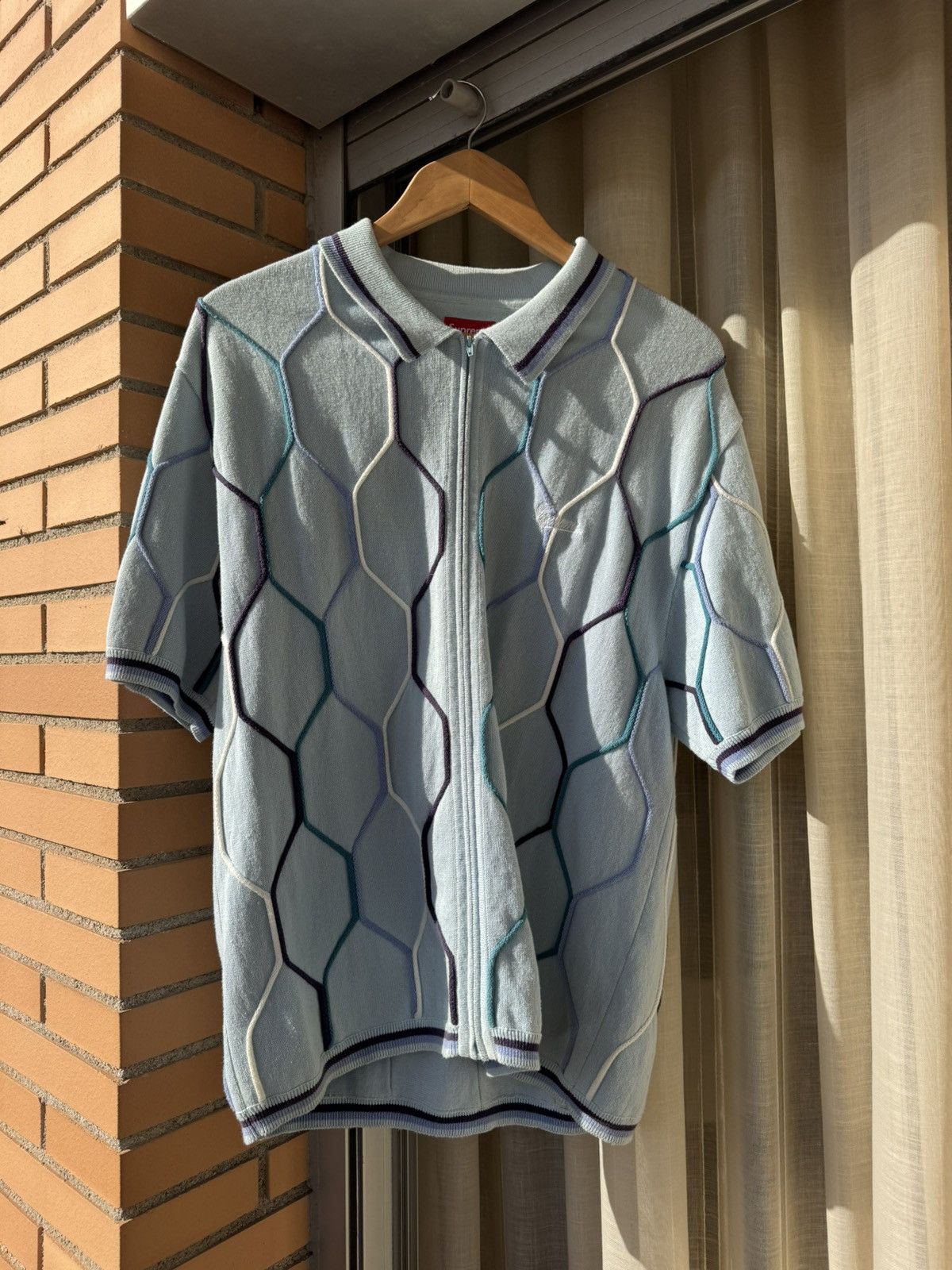 Supreme Abstract Textured Zip Up Polo | Grailed