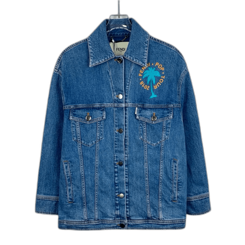 Fendi Fendi Blue Denim Jacket with Embroidery Size US M / EU 48-50 / 2 - 1 Thumbnail