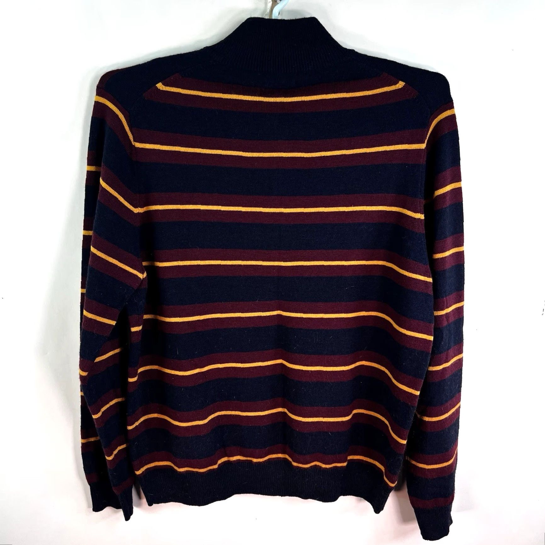 Brooks Brothers VINTAGE Brooks Brothers Mens Sweater XL Blue Striped 1/4 Zip Wool Pullover Classic Size US XL / EU 56 / 4 - 4 Thumbnail