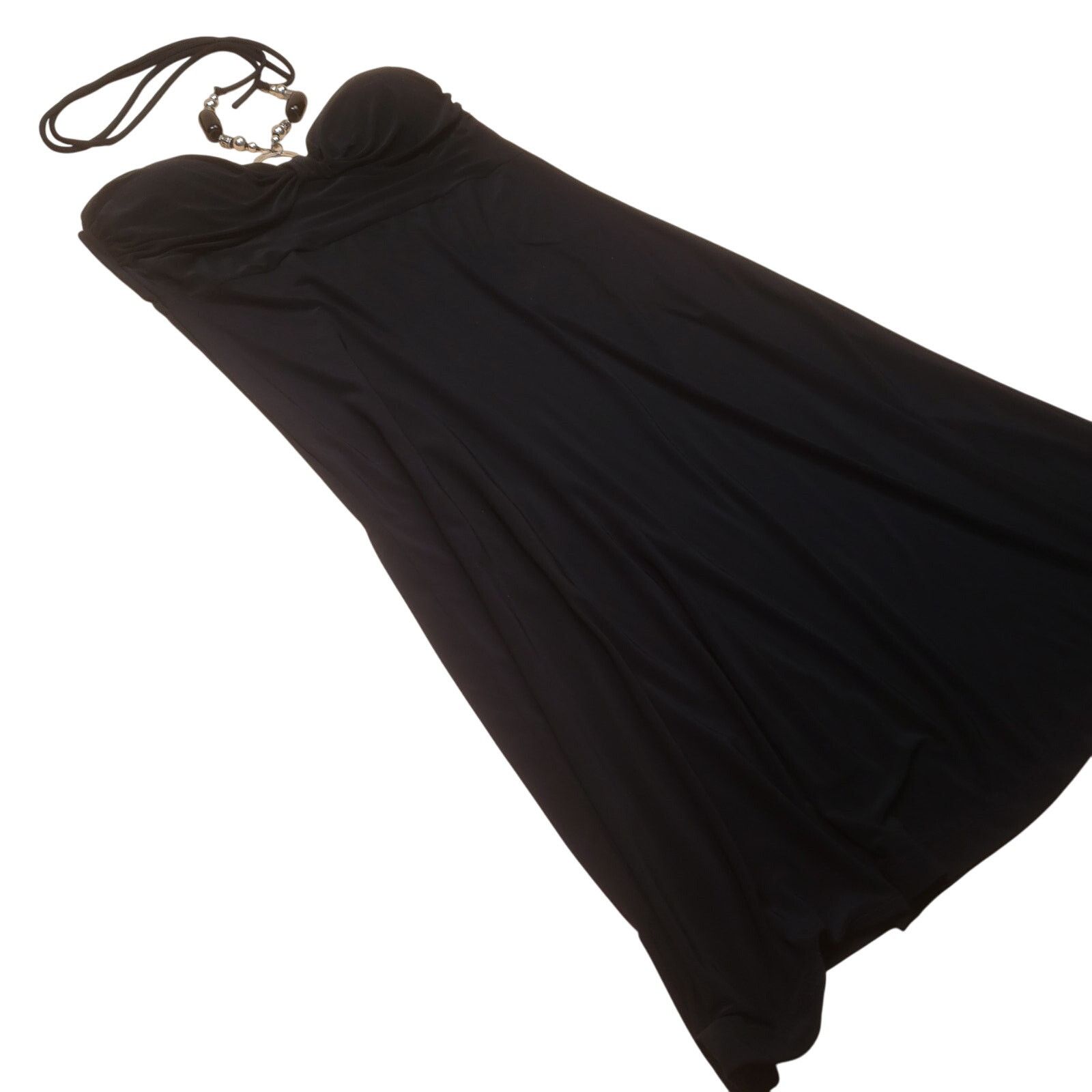 Vintage Vintage Sparkling Stars y2k Black Halter Summer Dress Size L / US 10 / IT 46 - 2 Thumbnail