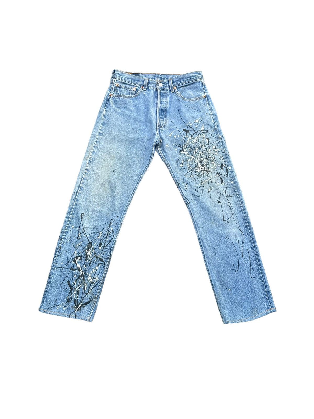 image of Art x Levis Vintage 1999 Levis 501 E Usa Painted Design in Blue, Men's (Size 30)