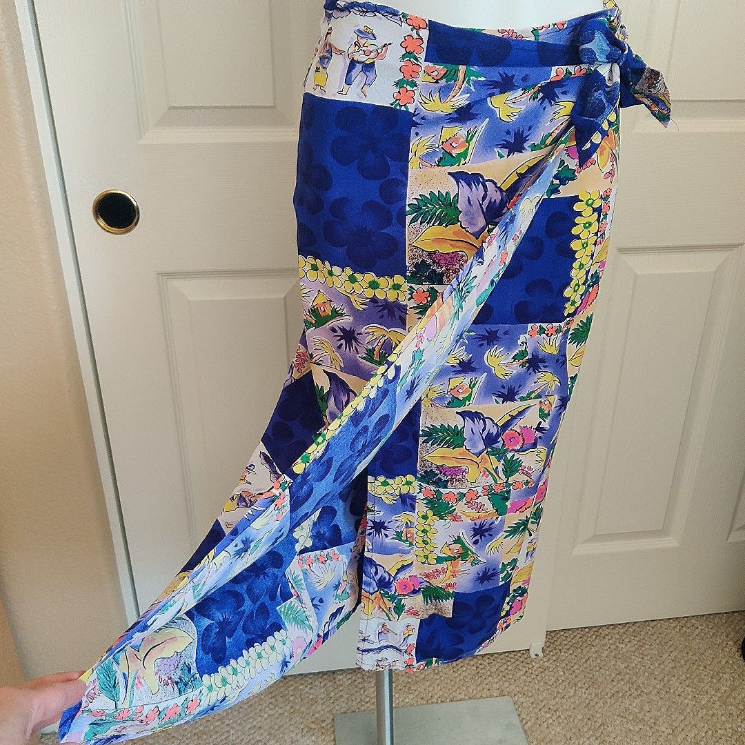 Vintage Jams World tropical Hawaiian side tie wrap skirt sz M Size 27" / US 4 / IT 40 - 4 Thumbnail