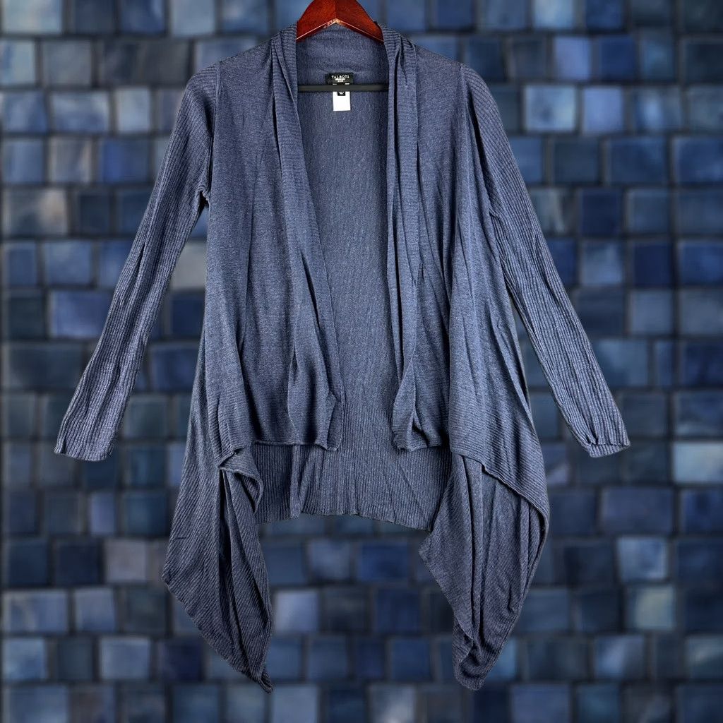 Talbots Talbots Cardigan Sweater Womens Petite Blue Linen Open Knit V-Neck Long Sleeve Stretch Size S / US 4 / IT 40 - 1 Thumbnail