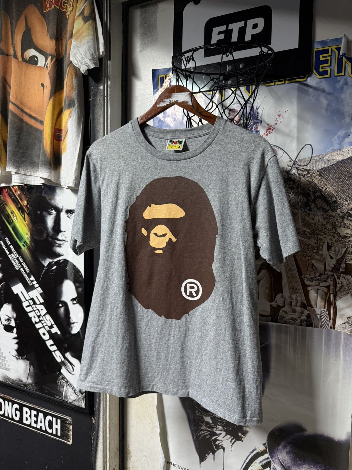 Bape Bape Head Grey T-Shirt A Bathing Ape Tee Size Fits Medium Size US M / EU 48-50 / 2 - 9 Thumbnail