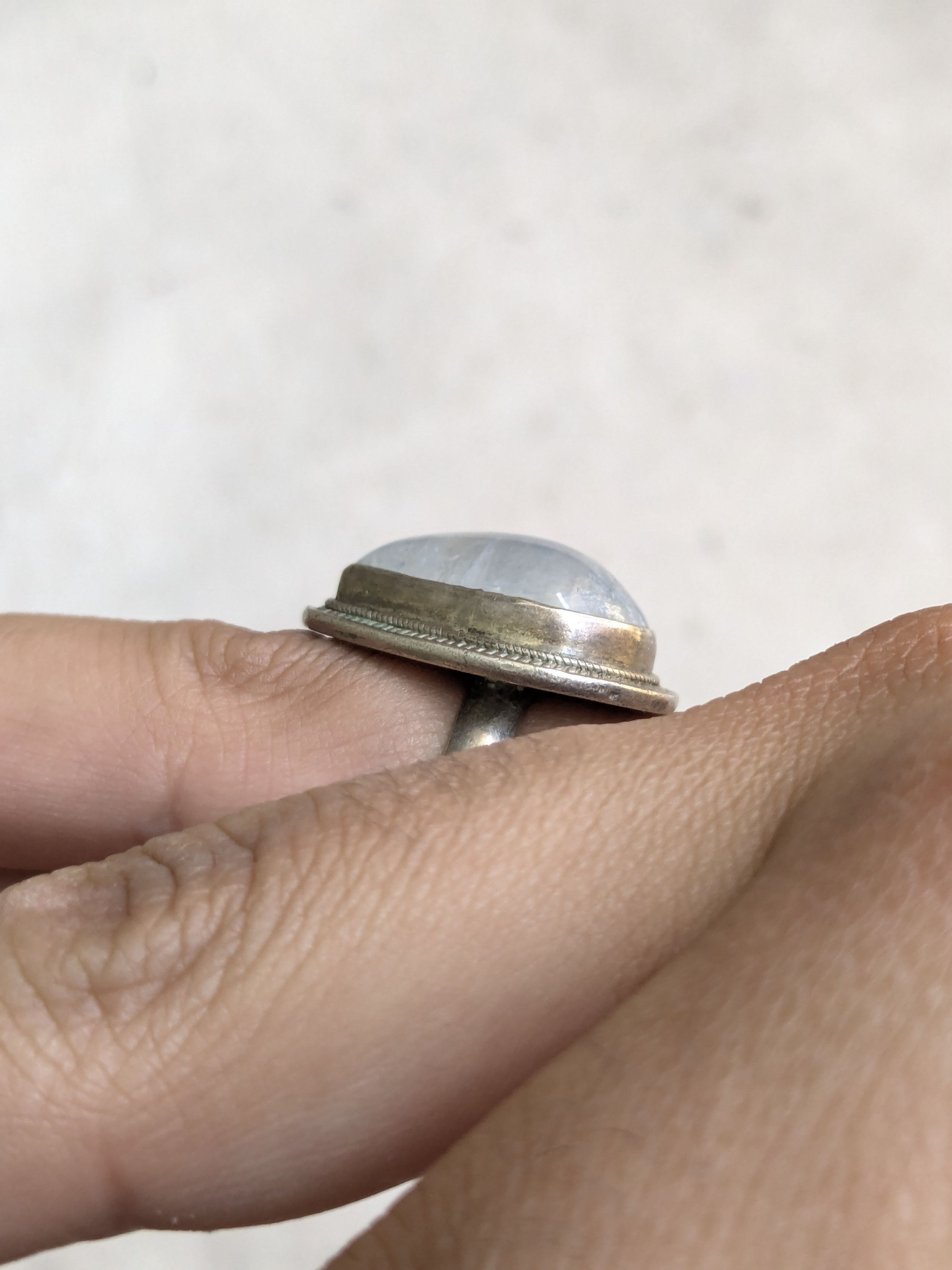 Jewelry × Vintage Sterling Silver Ring Blue Moonstone Pear Teardrop 7.75 Size ONE SIZE - 12 Thumbnail