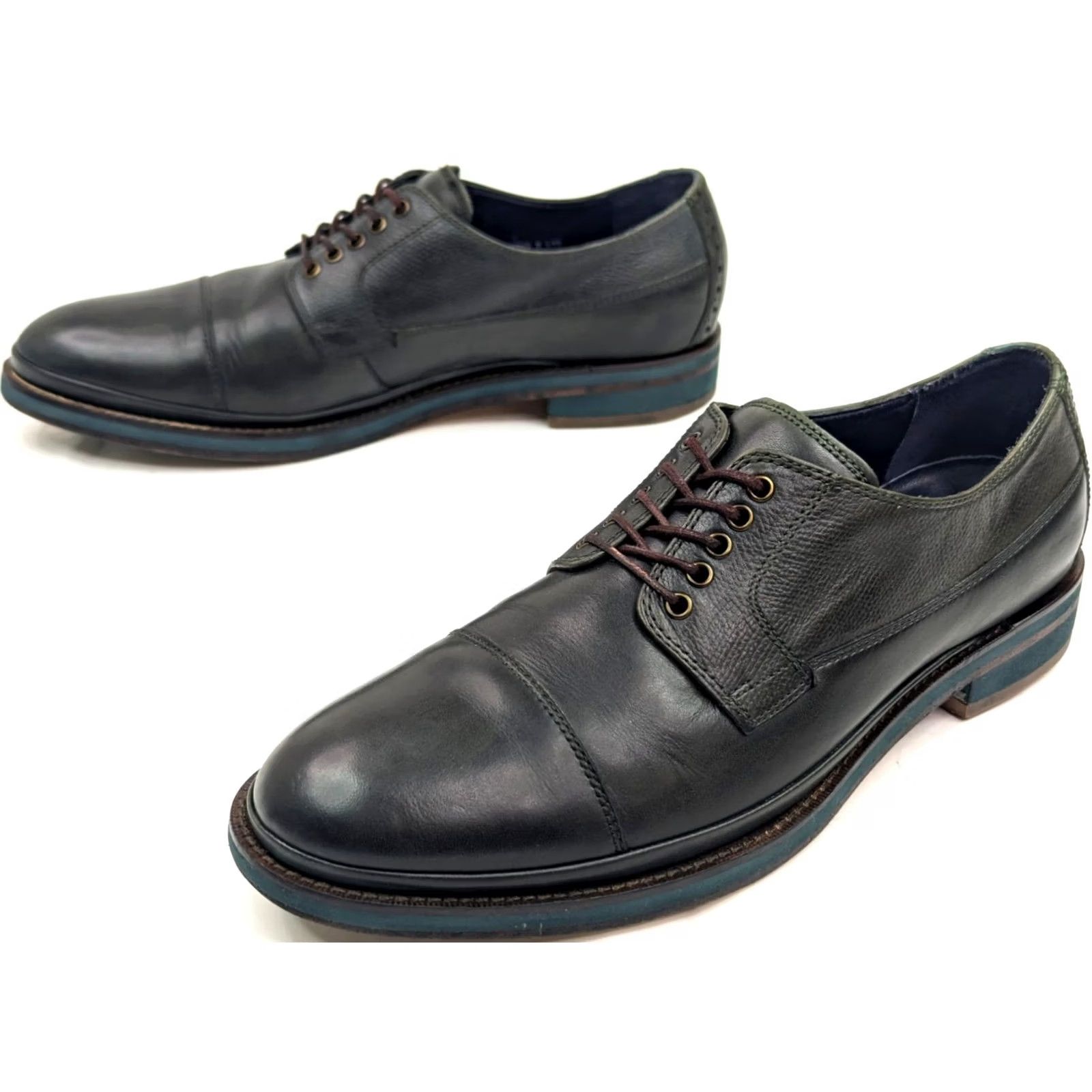Cole Haan Cole Haan Green Cap Toe Oxford Shoes – Men 10.5M Derby Pebble Leather Saddle Style Dress Shoes Size ONE SIZE - 7 Thumbnail