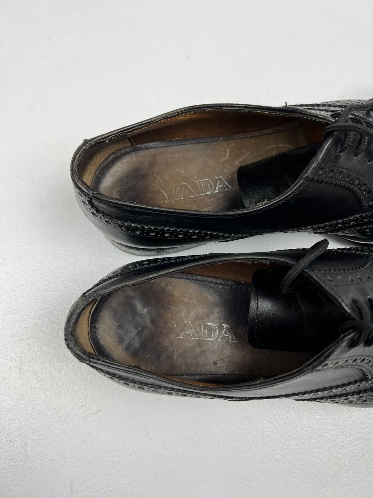 Prada PRADA MILANO Oxfords Leather Shoes Wingtip Black Men’s Size US 8.5 / EU 41-42 - 16 Thumbnail