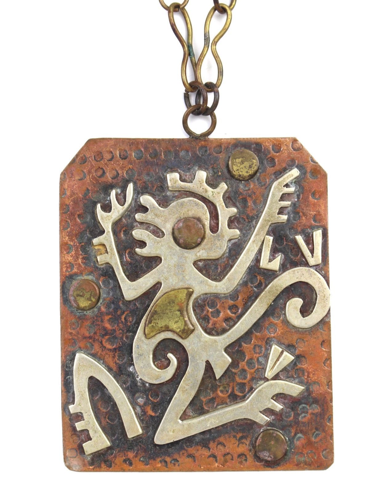 1960S MEXICO MAYA MONKEY MODERNIST PENDANT NECKLACE