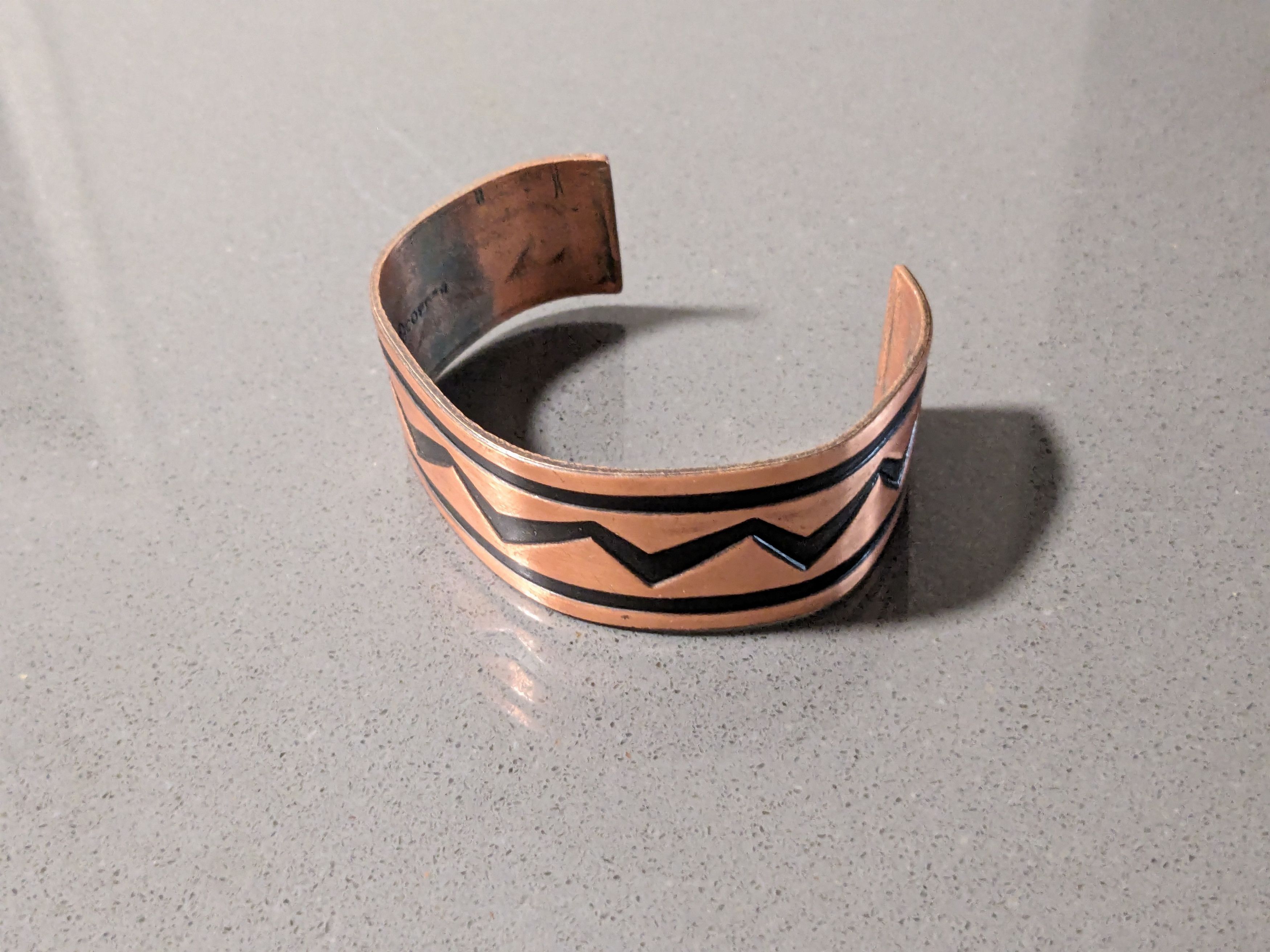 Jewelry × Vintage Vintage Copper Bracelet Cuff Zigzag Native Tribal Americana Size ONE SIZE - 3 Thumbnail