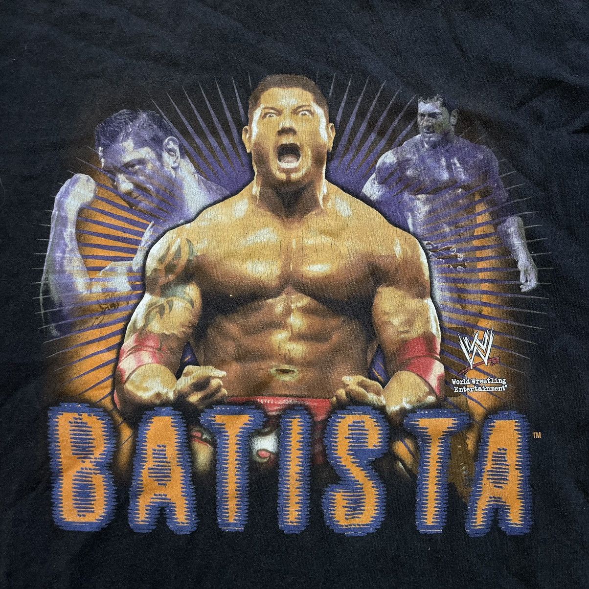 WCW/nWo × WWE × WWF Vintage 90s WWE BATISTA TEE Shirt rock band chrome fight Size US L / EU 52-54 / 3 - 2 Thumbnail
