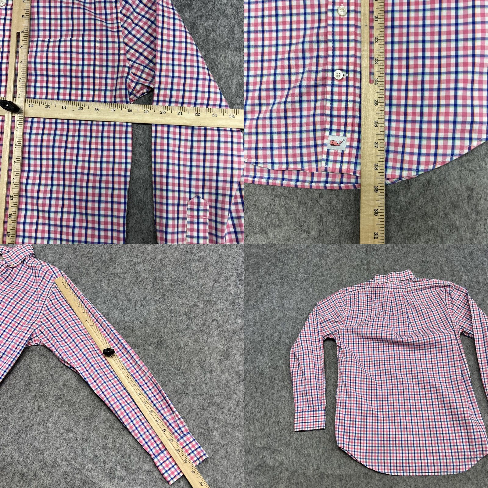 Vineyard Vines Vineyard Vines Shirt Mens S Pink Blue Check Slim Fit Murray Button Long Sleeve Size US S / EU 44-46 / 1 - 8 Thumbnail