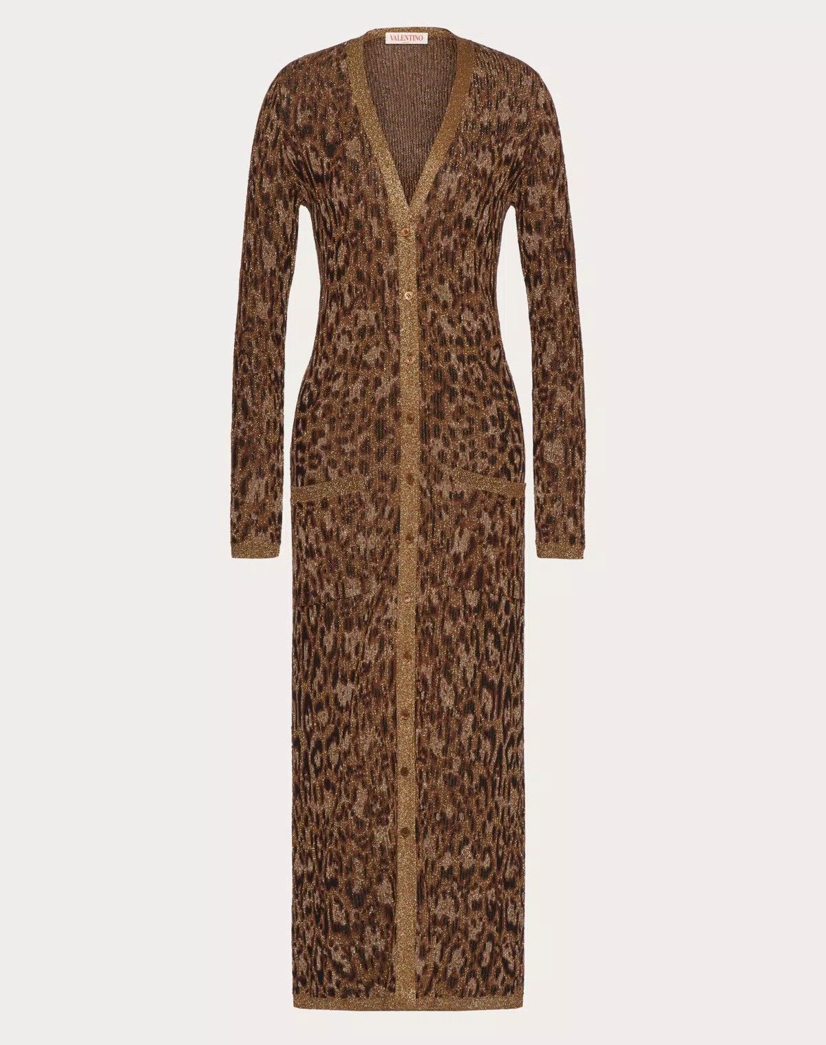 Valentino o1s1wg110426 Cardigan Animalier Jacquard Lurex Cotton Size XL / US 12-14 / IT 48-50 - 2 Thumbnail