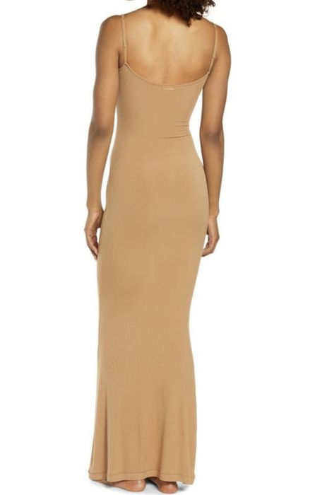 Skims Soft Lounge Long Slip Dress In Taupe