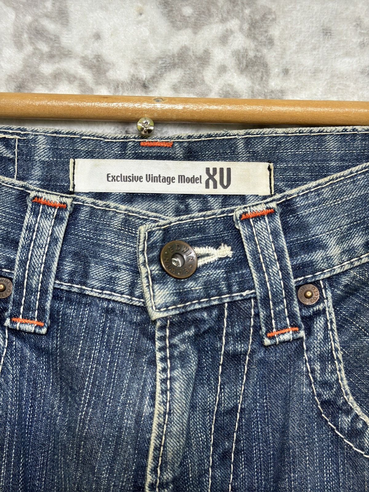 Edwin Vintage Edwin 401XV Muddy Wash Flared Distressed Jeans Size US 29 - 7 Thumbnail
