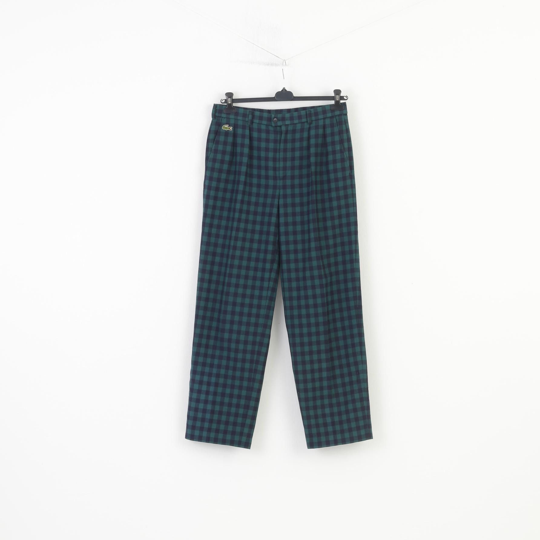 90s〜 LACOSTE plaid baggy slacks Vintage LACOSTE Pants Plaid Pattern Authentic Rare Casual