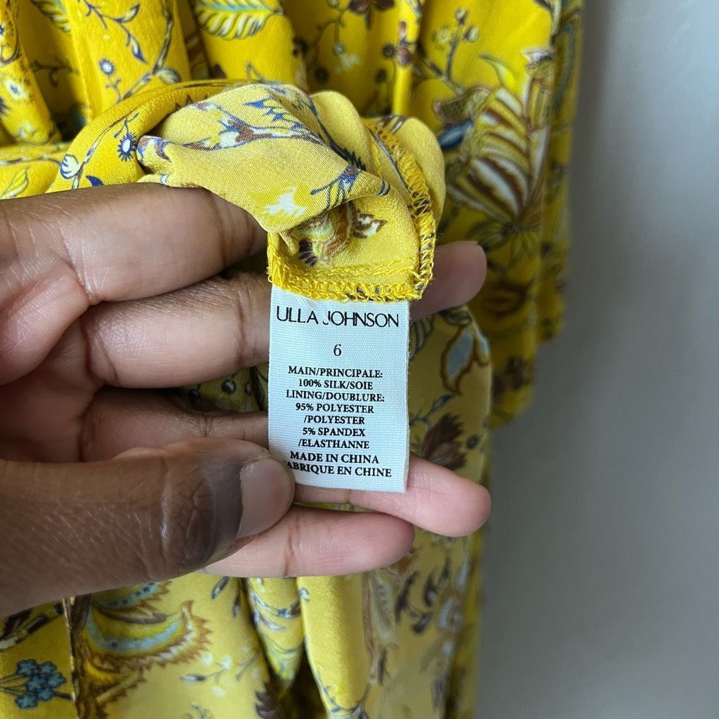 Ulla Johnson Ulla Johnson Dress Silk Floral Josanna Yellow Cut Out Midi G Size M / US 6-8 / IT 42-44 - 10 Thumbnail