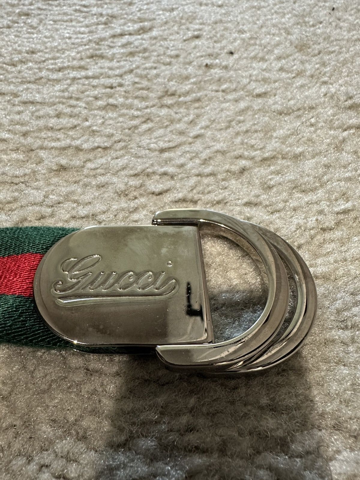 Gucci Gucci Logo Engraved Web Signature Buckle Belt Size 34 - 3 Thumbnail