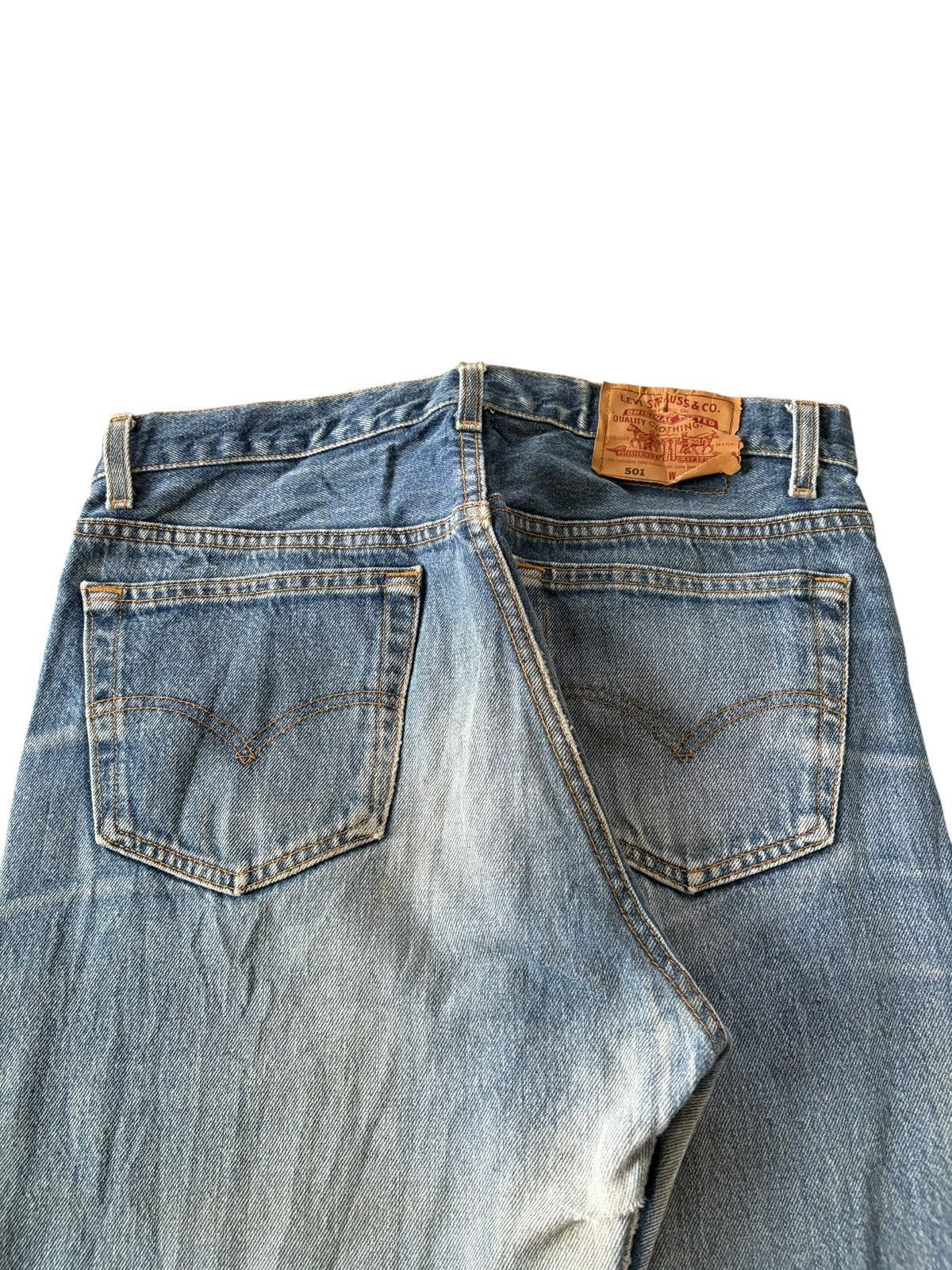 Levi's Vintage 90s Levis 501 Mud Wash Distress Loose Jeans Size US 32 / EU 48 - 4 Thumbnail