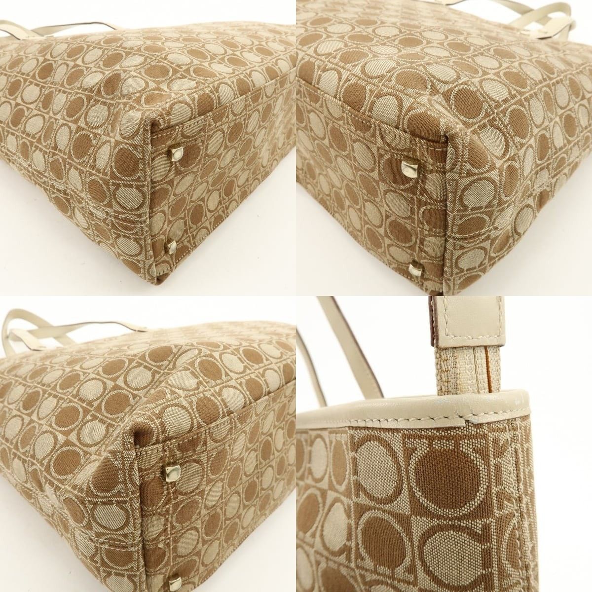 Salvatore Ferragamo Ferragamo Gancini Canvas & Leather Tote Tan Size ONE SIZE - 5 Thumbnail